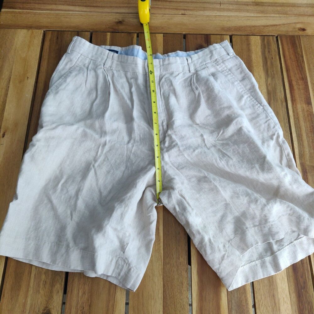 Lands' End Men's Linen Shorts Size 35 Regular Tan Pleated Front. - Picture 4 of 7